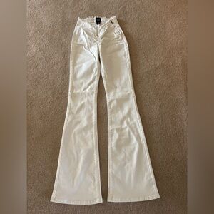 White Flared Women’s Jeans - Ruched Waist